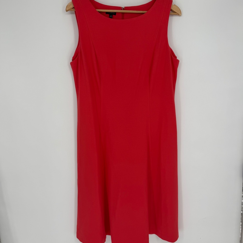 Talbots Sheath Dress Womens Red Sleeveless Ponte Knit Career Classic 12